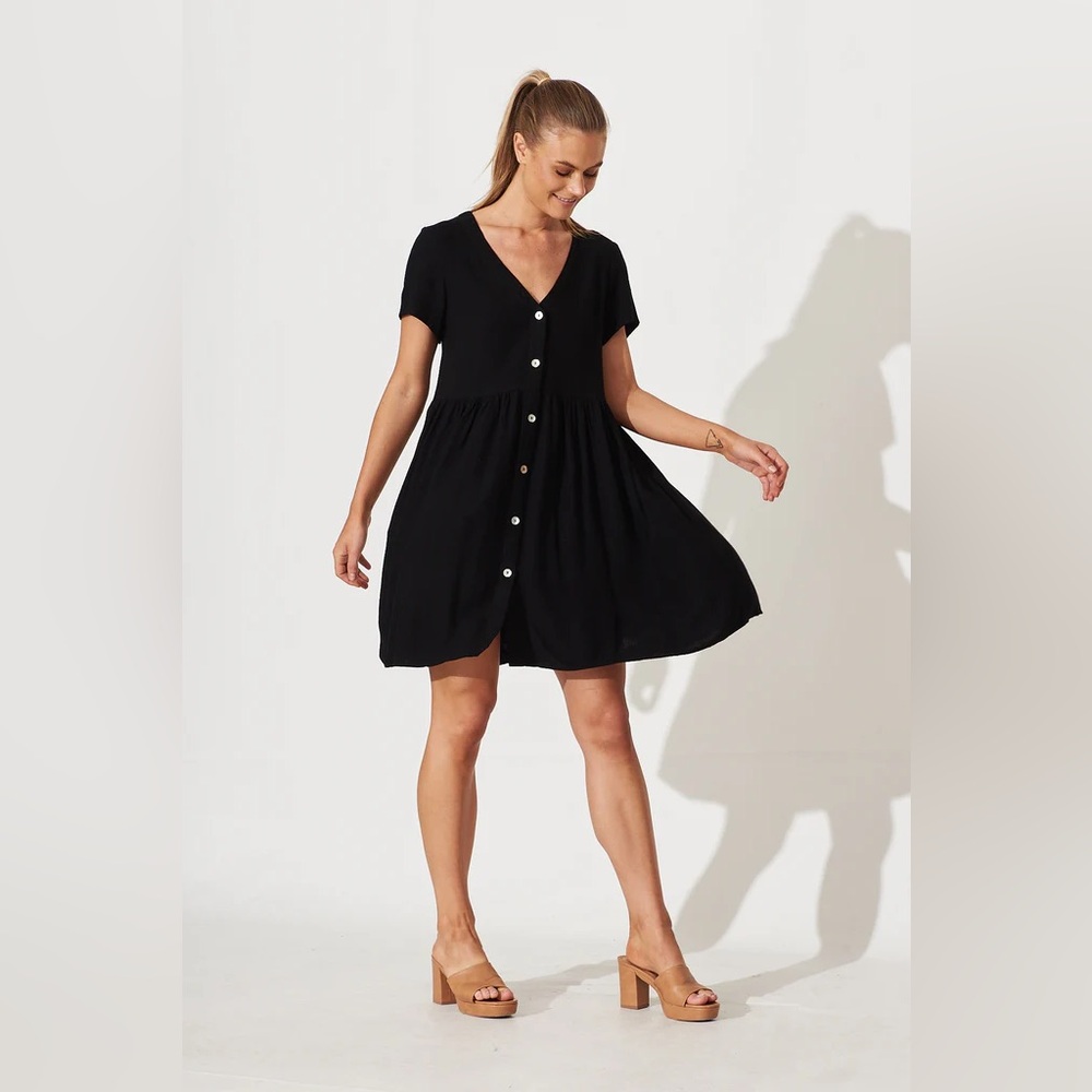 Signature Black Button-Down Dress
